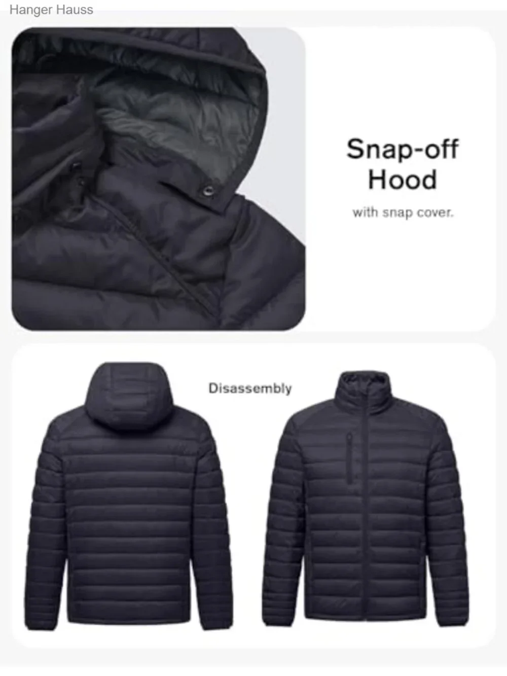 Kids Puffer Jacket Waterproof Synthetic Down Zip-Off Hood